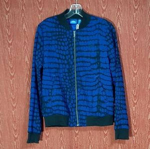 Adidas Blue Snakeskin Print Jacket NY Snake Reptile Black Bomber Size Sm